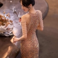 绝美金色晚礼服女2025新款高端轻奢小众主持高级感宴会订婚鱼尾裙